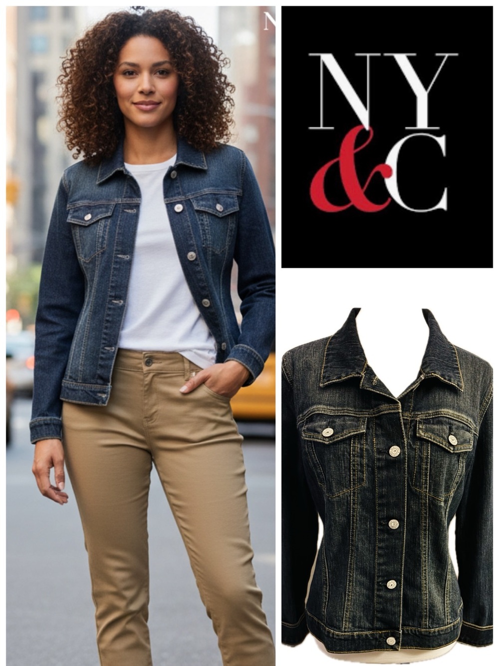 New York & Company Dark Wash Denim Jacket - Blue